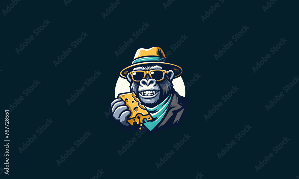 gorilla eat cheese vector illustration mascot design gorilla eat cheese vector illustration mascot design