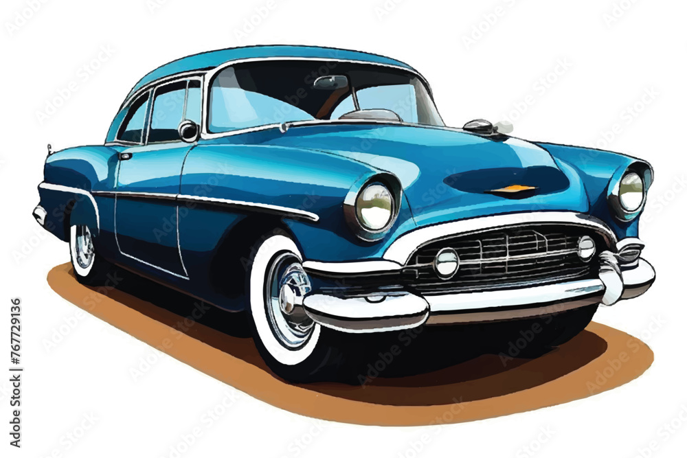 Vintage car. Retro Car. Retro car vintage isolated. Front view. Vector illustration. Beautiful Vintage car illustration. Classic vintage car design. Vintage car illustration background. 