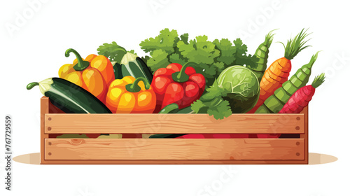 Vegetable Box Flat vector isolated on white background