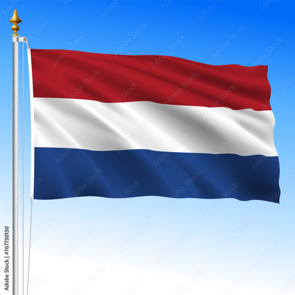 Netherlands official national waving flag, European Union, vector illustration Netherlands official national waving flag, European Union, vector illustration