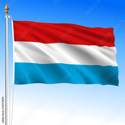 Luxembourg official national waving flag, European Union, vector illustration