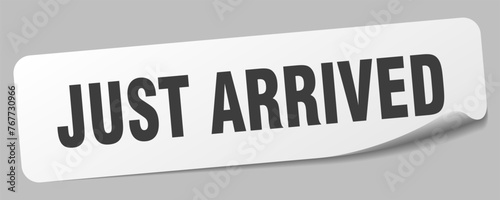 just arrived sticker. just arrived label