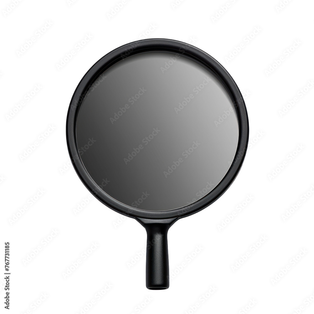 Round maghifier in a black frame. Isolated on transparent background. Round maghifier in a black frame. Isolated on transparent background.