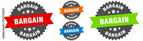 bargain sign. round ribbon label set. Seal