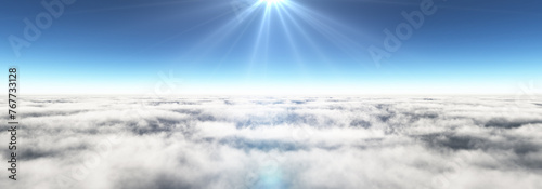 Above clouds sun ray, 3d rendering © aleksandar nakovski