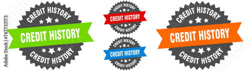 credit history sign. round ribbon label set. Seal