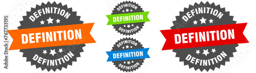 definition sign. round ribbon label set. Seal