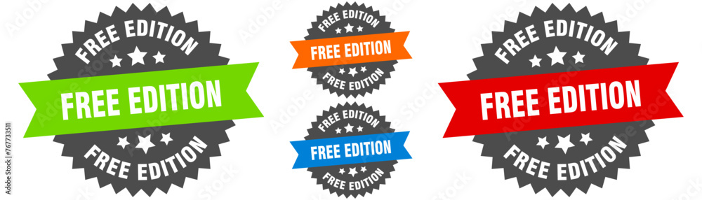 free edition sign. round ribbon label set. Seal