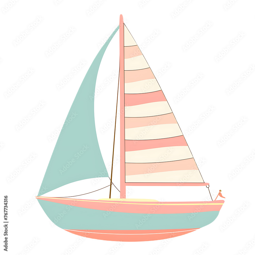 Cute cartoon sailboat clip art on transparent background PNG. Stock ...