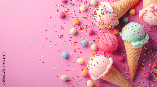 Lots of colorful ice cream.