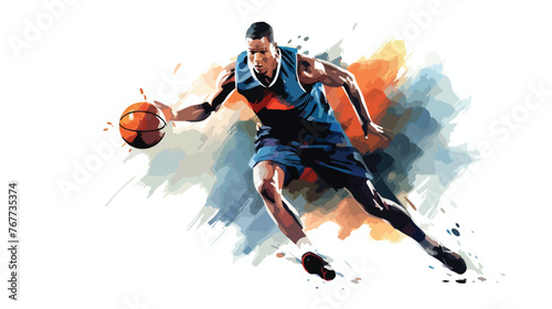 Watercolor Basketball Player Flat vector 