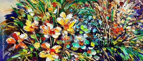 original oil painting abstract color petal flower 