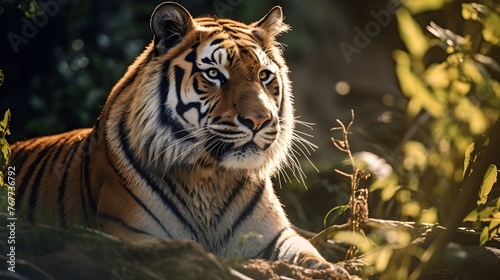 Close up portrait of a tiger  blurred out forest background banner wallpaper HD