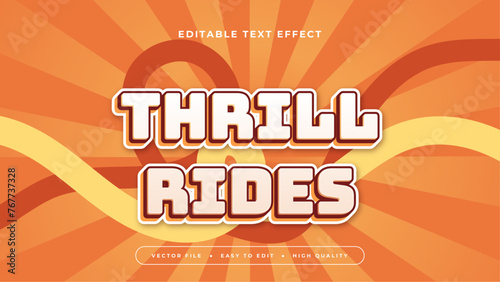 Yellow orange and white violet thrill rides 3d editable text effect - font style