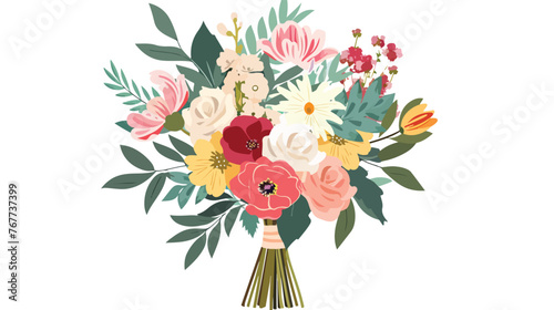 Wedding Bouquet Flat vector isolated on white background