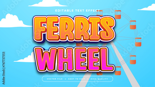 Blue orange and purple violet ferris wheel 3d editable text effect - font style