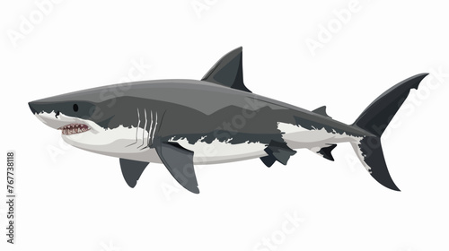 White Shark Flat vector isolated on white background