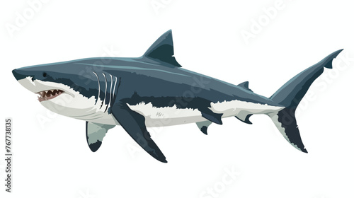 White Shark Flat vector isolated on white background