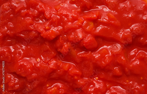 Tomato sauce close up background texture, top view © Alex