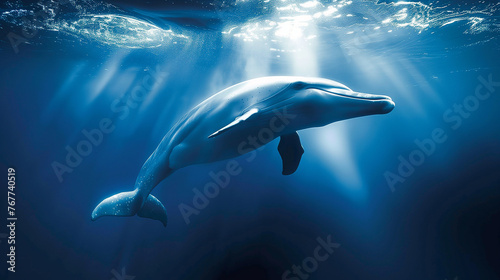 Dolphin under the water  underwater view in amazon river  generative AI