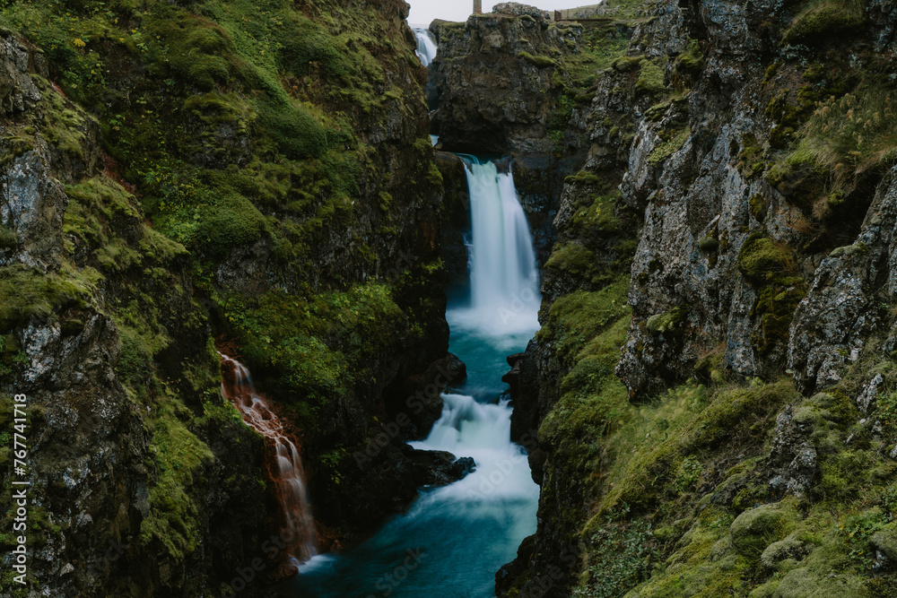 beautiful scenic waterfall in iceland 