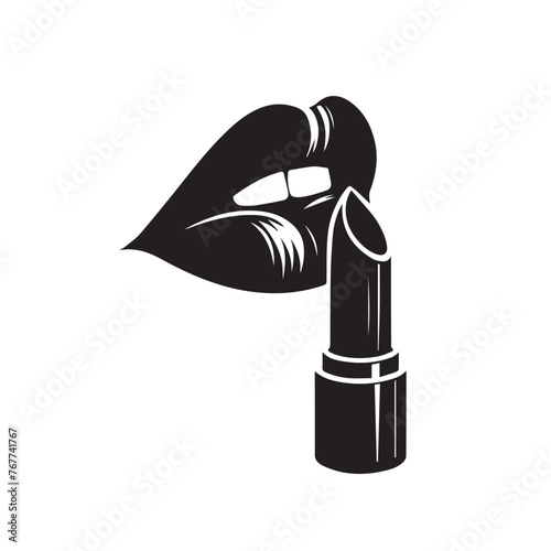 A silhouette showing the curve of lipstick applied to the upper lip