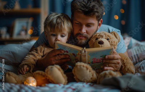A father reading a bedtime ...