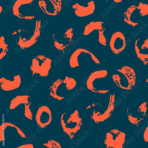 Minimalist abstract  brush stroke painting seamless flower pattern illustration. Modern trendy paint line background.