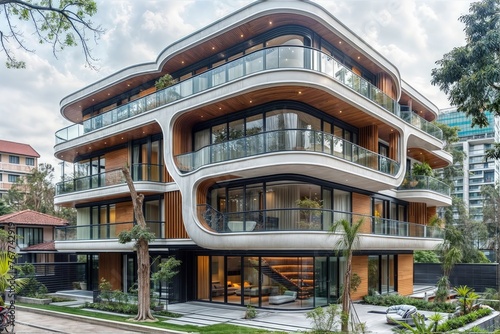 Modern apartment building e...