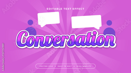White and purple violet conversation 3d editable text effect - font style