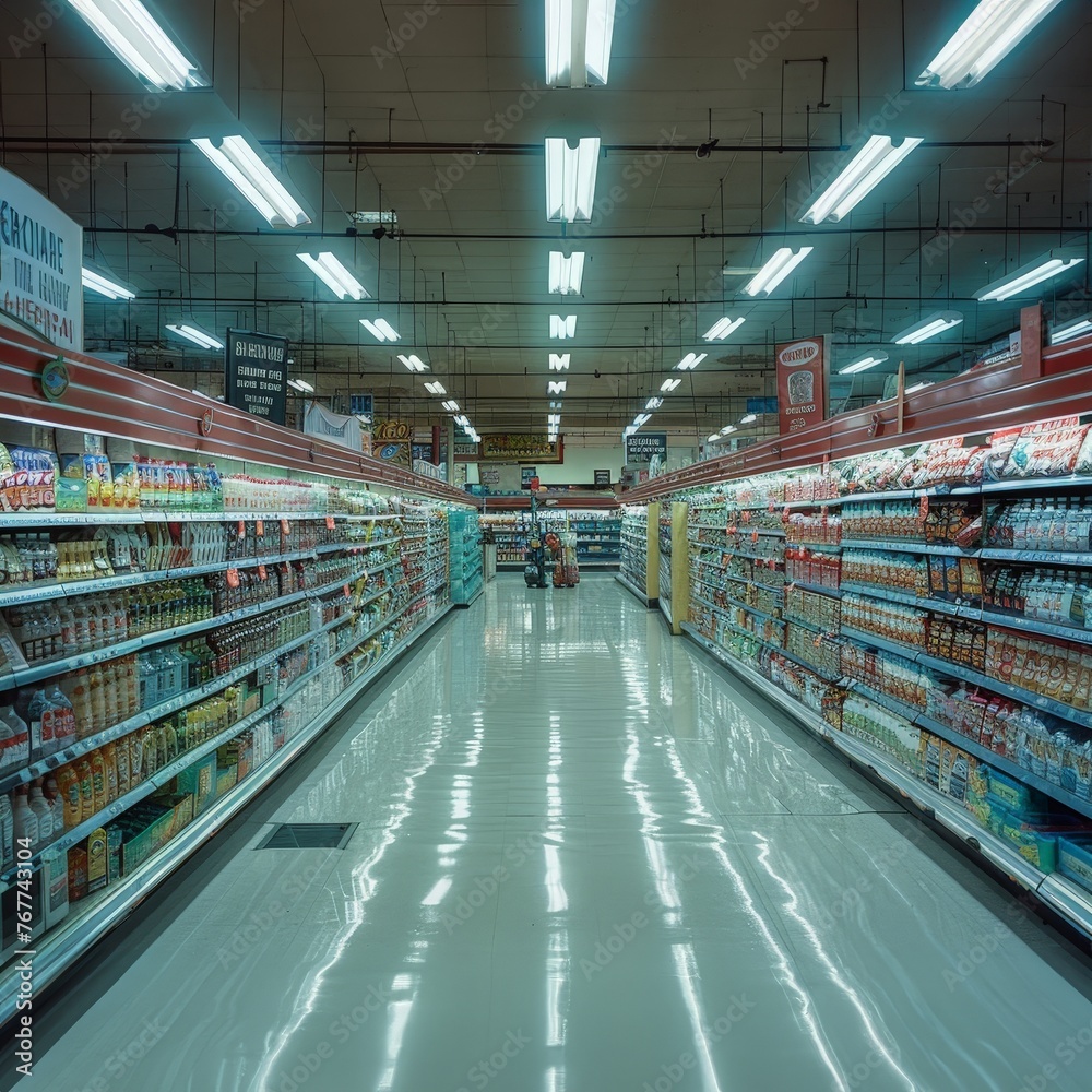 Supermarket aisle, nobody