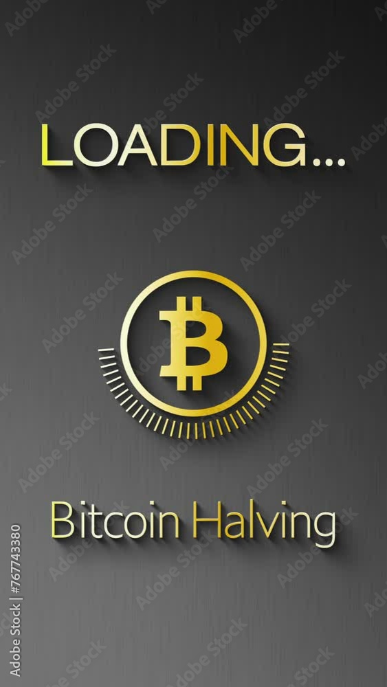 Vertical video animation of a loading bar for Bitcoin halving 2024. Reward for Bitcoin cryptocurrency mining is cut in half in 2024 concept. Vertical video animation of a loading bar for Bitcoin halving 2024. Reward for Bitcoin cryptocurrency mining is cut in half in 2024 concept.