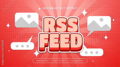 Red gray grey and white RSS feed 3d editable text effect - font style