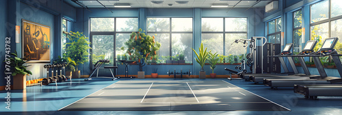  Interior background room gym fitness center full,
The interior of a gym adorned with a variety of fitness equipment Vertical Mobile Wallpaper photo