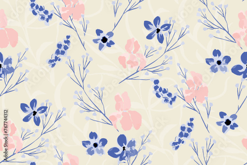  Cute feminine watercolor seamless pattern with wildflowers.hand drawn  not AI