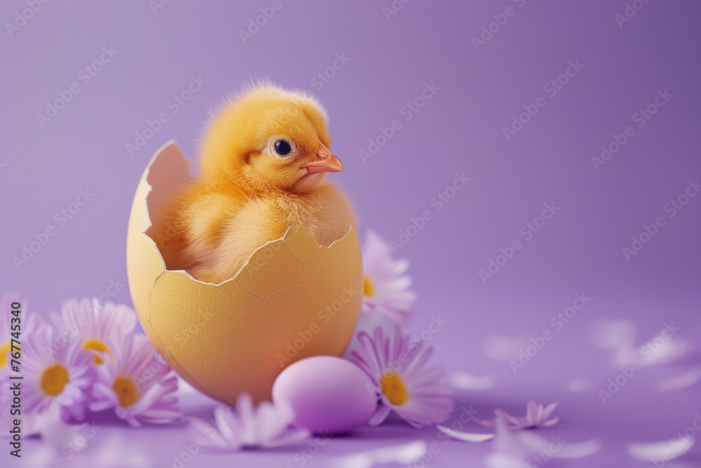 Adorable Baby Chick Emerging Joyfully, Easter time, Spring is coming,  Cute design