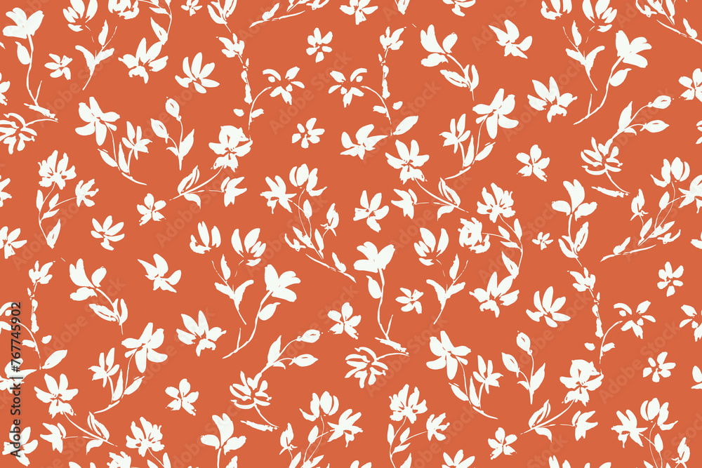 Simple monochrome two-color seamless pattern with flowers silhouette. Simple monochrome two-color seamless pattern with flowers silhouette.