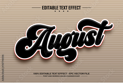 August 3D editable text effect template photo