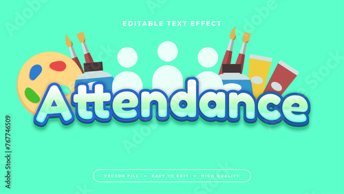 Colorful attendance 3d editable text effect - font style