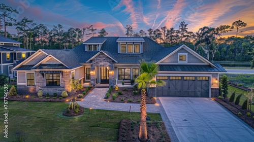 a beautiful home with nice curb appeal at twilight in virginia beach  photo