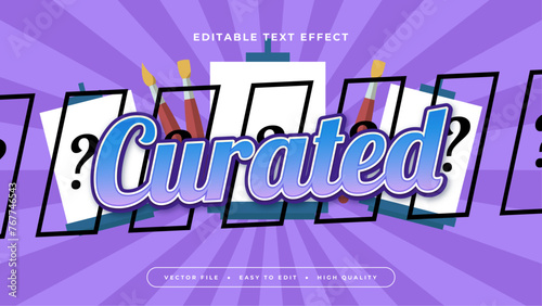 Purple violet blue and white curated 3d editable text effect - font style