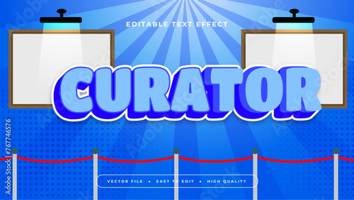 Blue white and red curator 3d editable text effect - font style