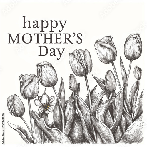 Happy mother's day greetings card drawing