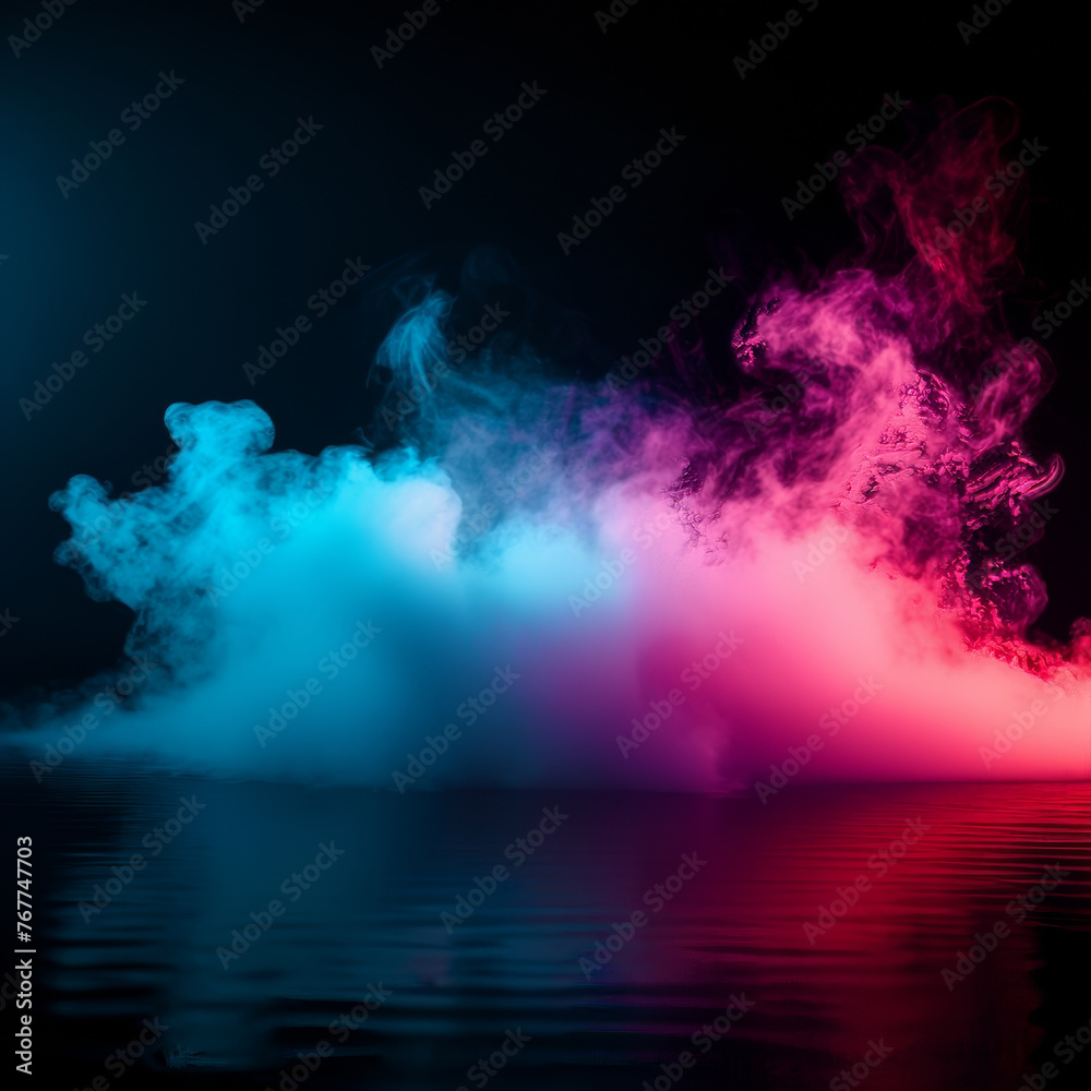 Abstract multicolored smoke on a black background. Background from the smoke of vape