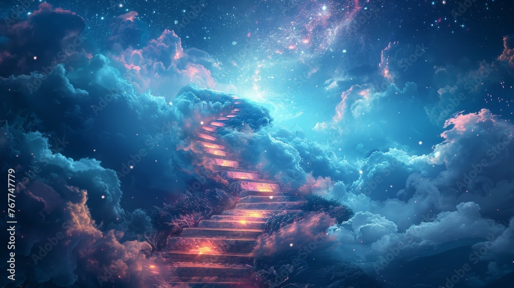 Stairway to paradise in a spiritual concept. Abstract Background