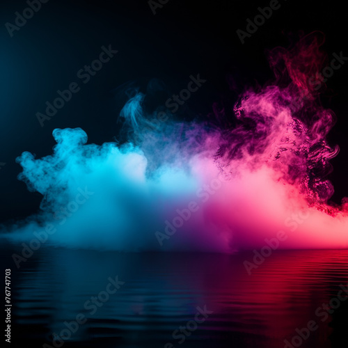 Abstract multicolored smoke on a black background. Background from the smoke of vape