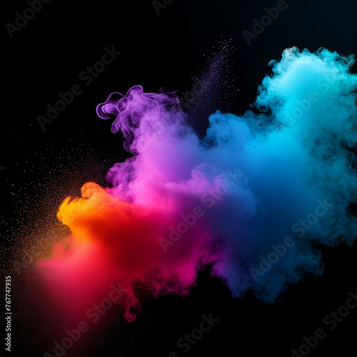 Abstract multicolored smoke on a black background. Background from the smoke of vape