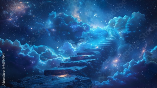 Stairway to paradise in a spiritual concept. Abstract Background