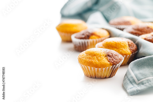 Close Up of a Muffins isolated on white background.