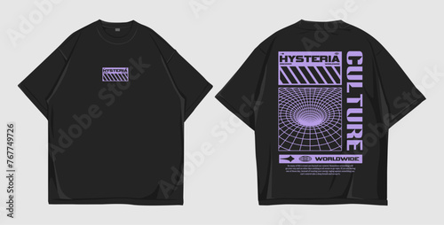 Vector design streetwear mockup oversize front and back